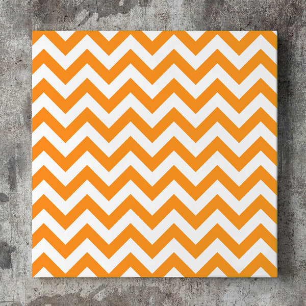 Wall art and Canvas artwork, Orange & White Chevron, Clean