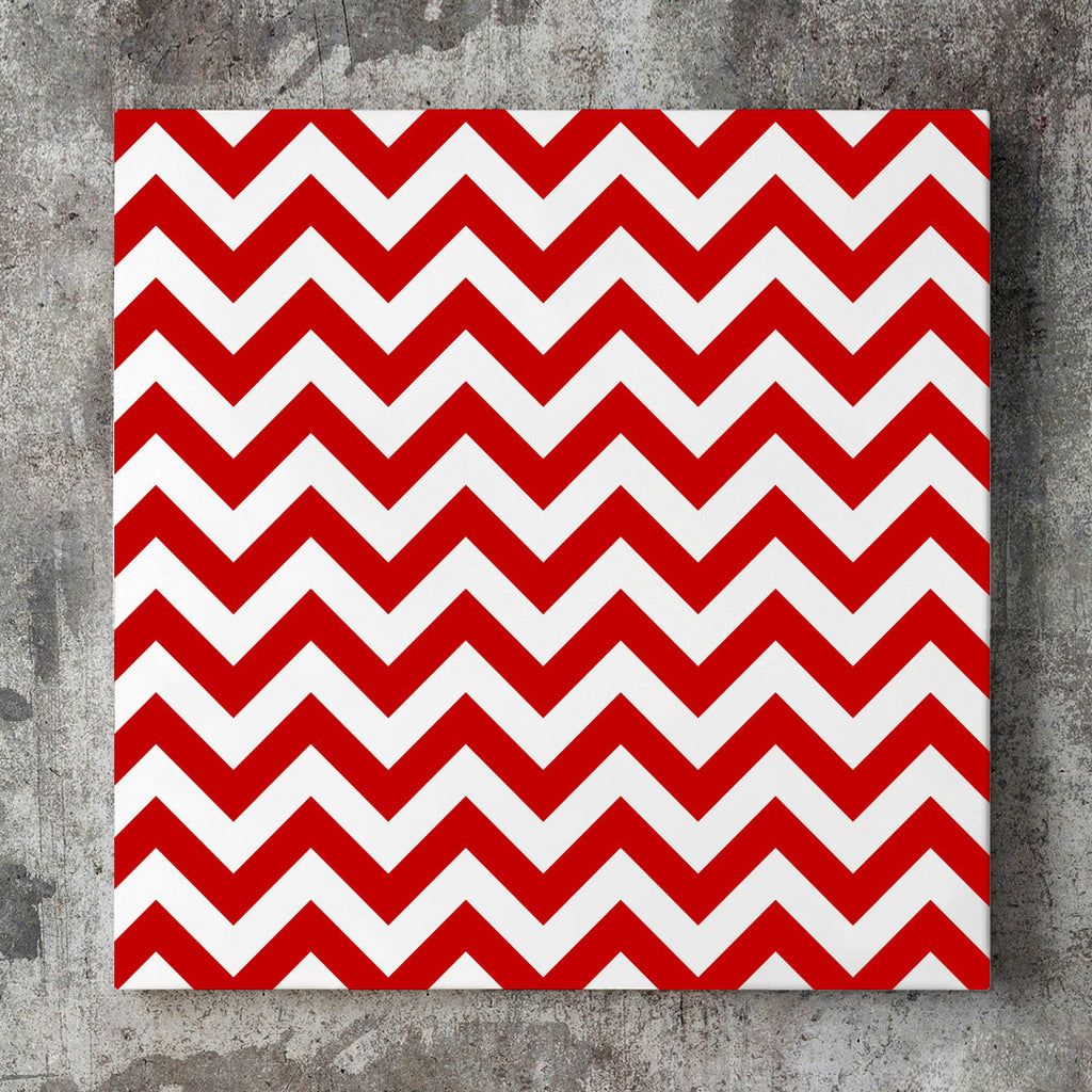 Wall art and Canvas artwork, Red & White Chevron, Clean