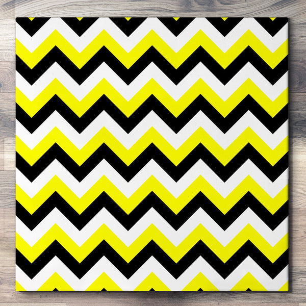 Wall art and Canvas artwork, Black, Yellow, and White Chevron, Clean