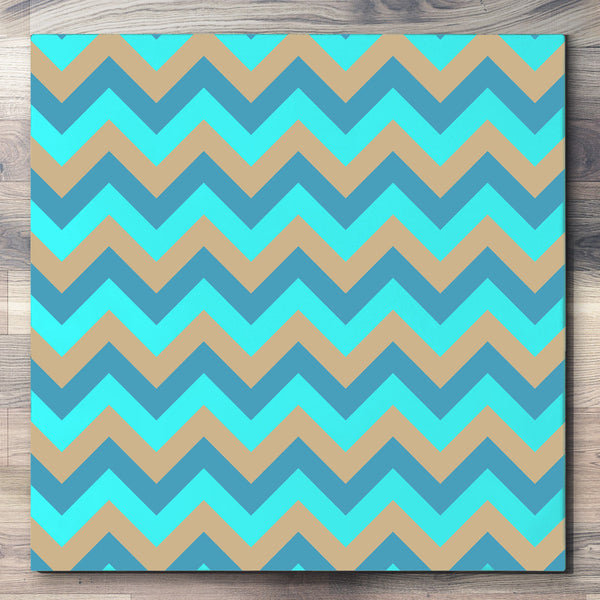 Wall art and Canvas artwork, Caribbean Blue, Sky Blue, and Sand Chevron, Clean