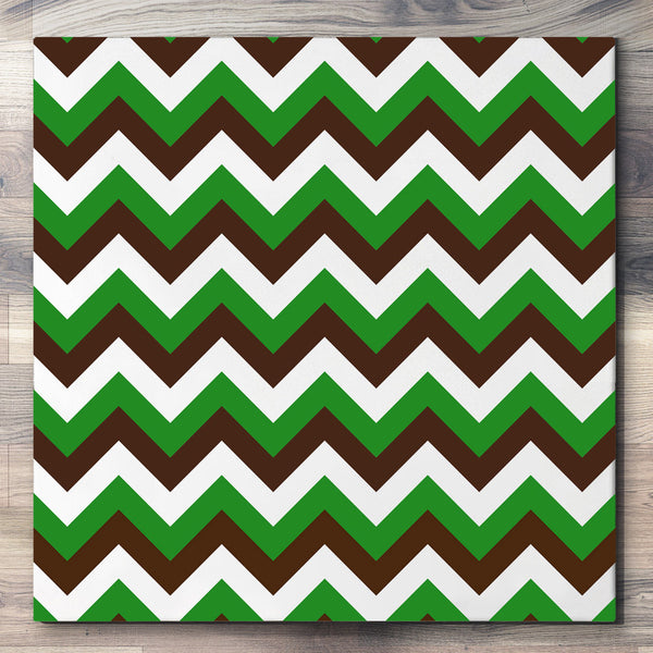 Wall art and Canvas artwork, Chocolate, Green, and White Chevron, Clean