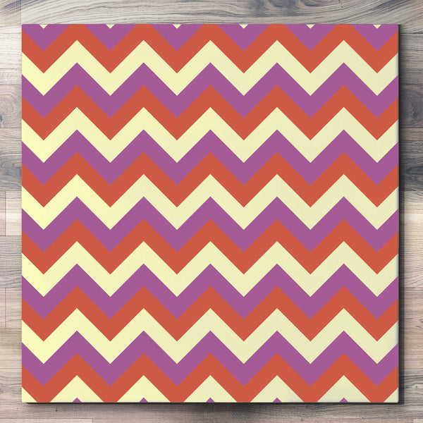 Wall art and Canvas artwork, Coral, Lavender, and Butter Chevron, Clean