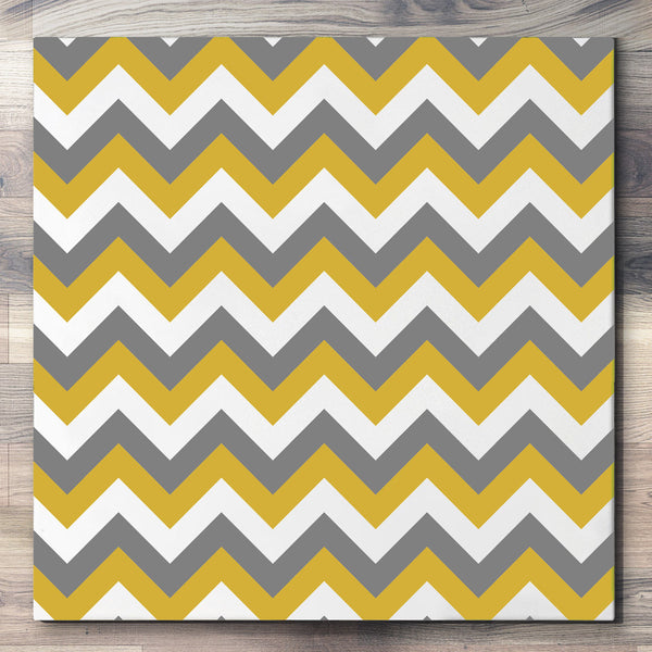 Wall art and Canvas artwork, Gold, Silver, and White Chevron, Clean