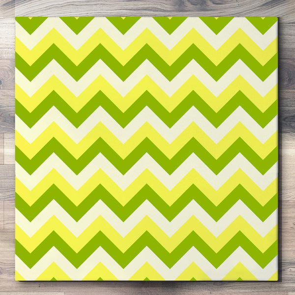 Wall art and Canvas artwork, Green, Yellow, and Mint Chevron, Clean