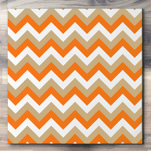 Wall art and Canvas artwork, Pumpkin, Beige, and White Chevron, Clean