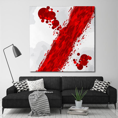 Red & White Canvas Art in Room