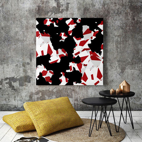 Red, Black & White Canvas Art in Room