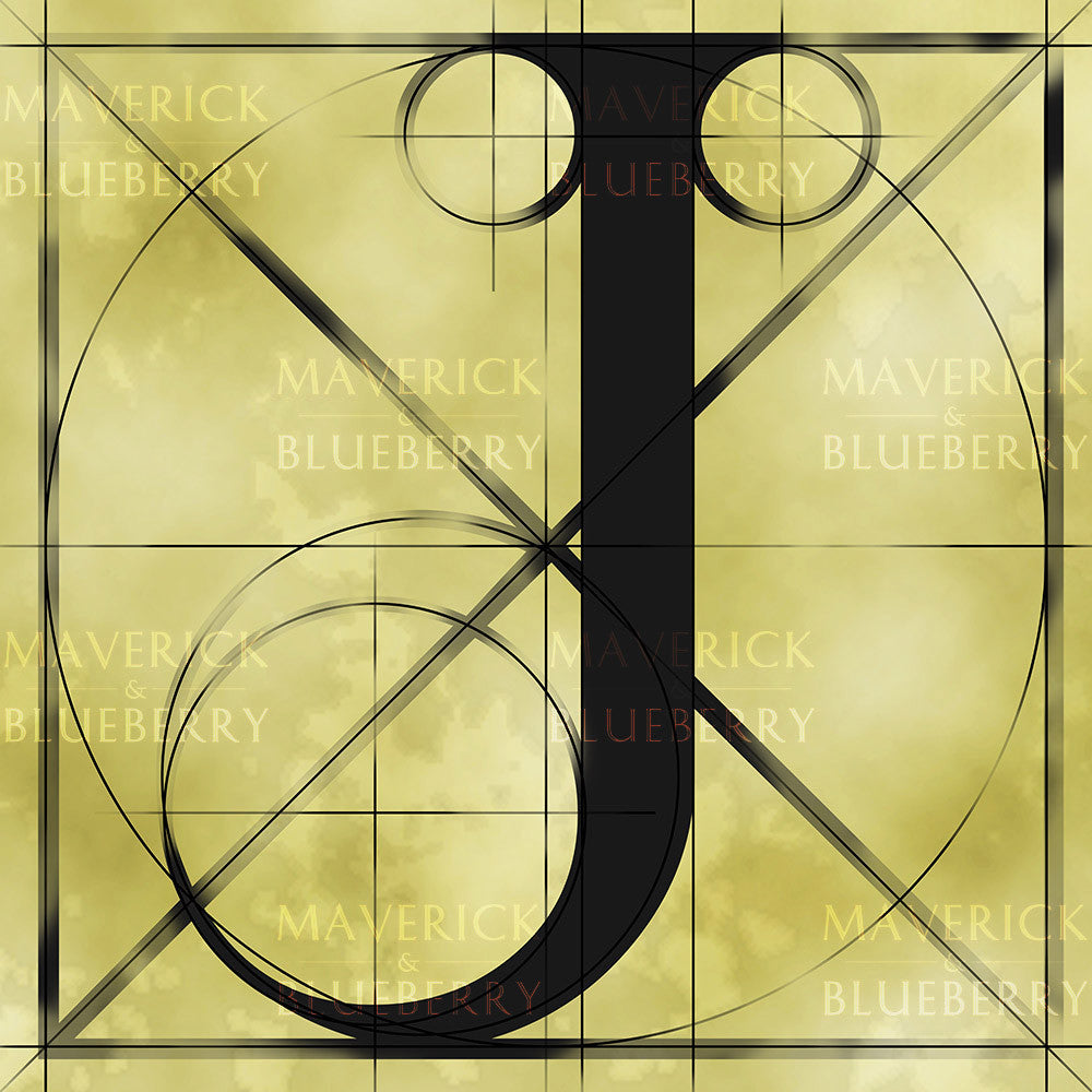 Canvas artwork monogram wall art letter J beige & black