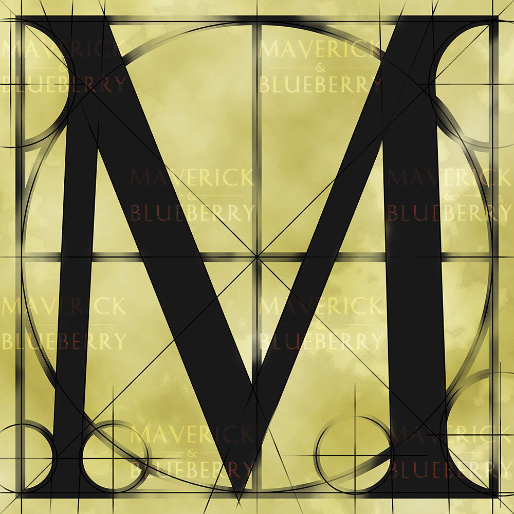 Canvas artwork monogram wall art letter M beige & black