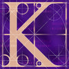 Canvas artwork monogram wall art letter K purple