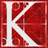 Canvas artwork monogram wall art letter K red & white