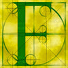 Canvas artwork monogram wall art letter F green & yellow