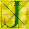 Canvas artwork monogram wall art letter J yellow & green