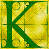Canvas artwork monogram wall art letter K yellow & green