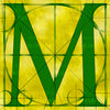 Canvas artwork monogram wall art letter M yellow & green