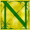 Canvas artwork monogram wall art letter N yellow & green