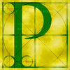 Canvas artwork monogram wall art letter P yellow & green