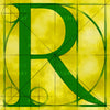 Canvas artwork monogram wall art letter R yellow & green
