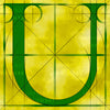 Canvas artwork monogram wall art letter U yellow & green