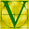 Canvas artwork monogram wall art letter V yellow & green