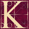 Canvas artwork monogram wall art letter K burgundy