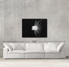 Yang sample canvas art on a wall with sofa